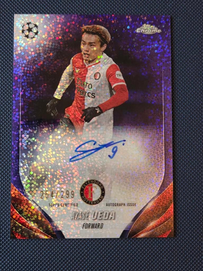 Ayase Ueda Feyenoord Topps Chrome autograph trading card, Ophalen of Verzenden, Zo goed als nieuw, Feyenoord, Poster, Plaatje of Sticker