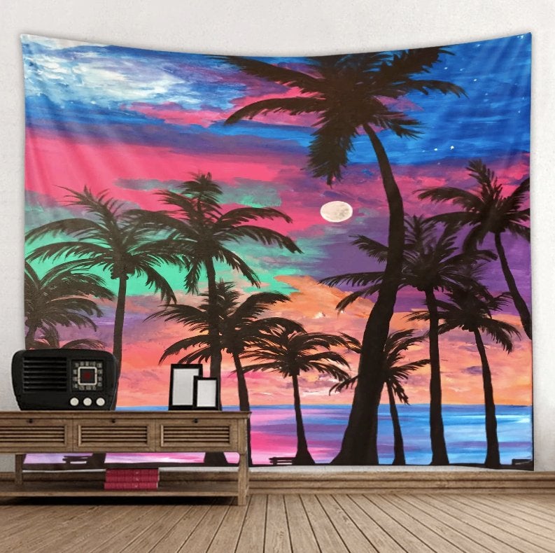 Palmbomen Met Lucht Wandkleed Wand Kleed Muur Palmboom Bomen, Verzenden, Nieuw, Wandkleed