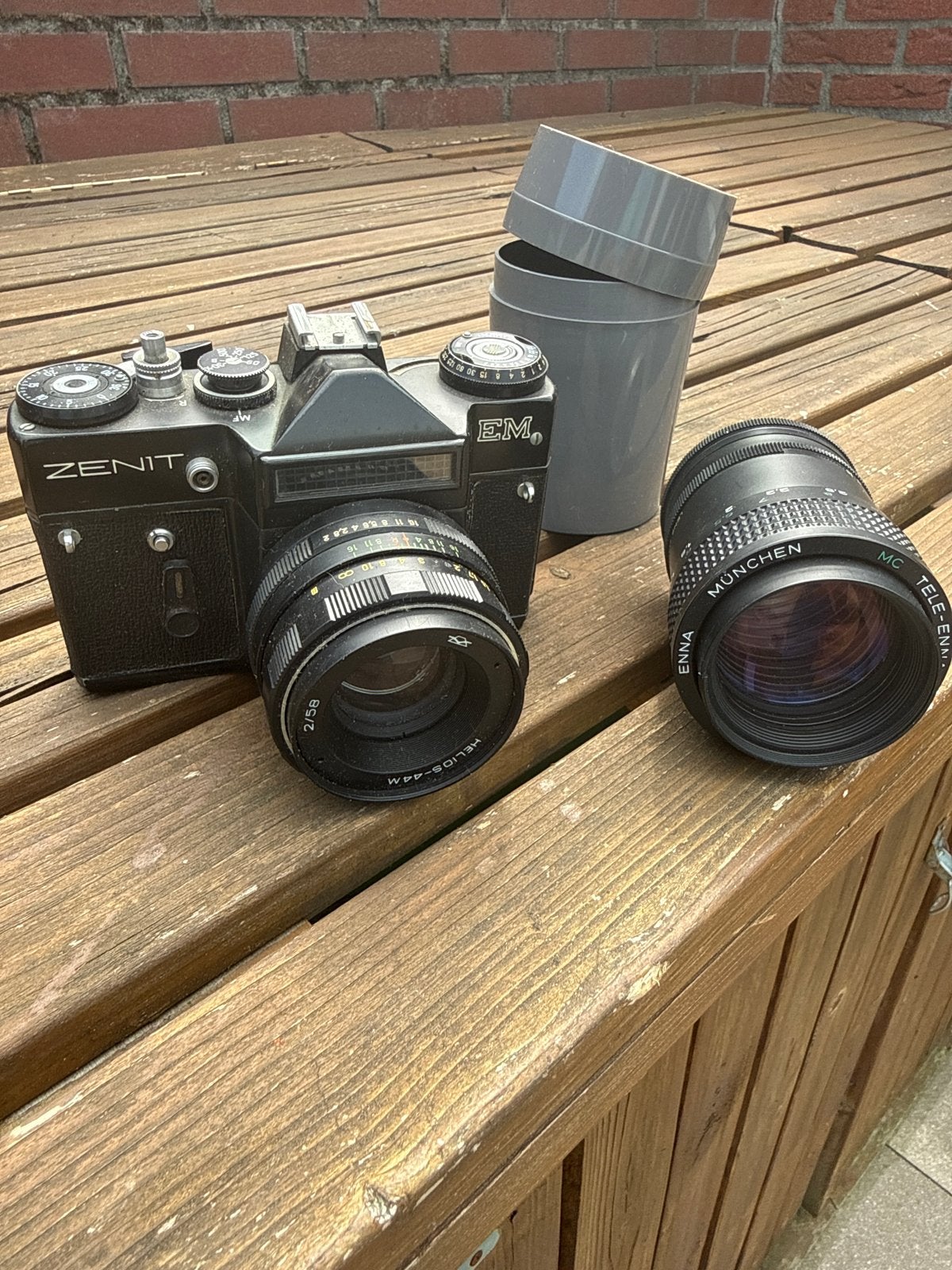Zenit EM Spiegelreflexcamera met Helios 44M en Enna lens, Ophalen of Verzenden, Gebruikt, Spiegelreflex, Overige Merken