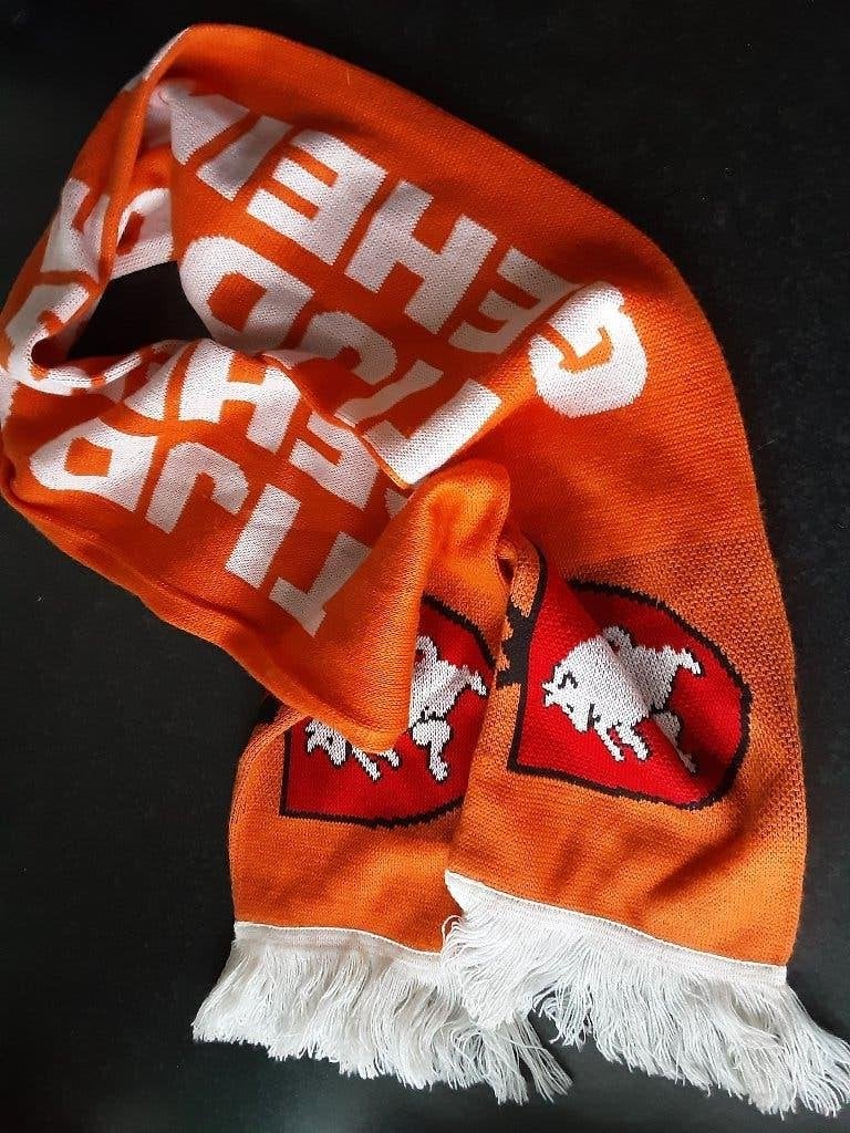 JUPILER oranje sjaal met tekst, Verzamelen, Ophalen of Verzenden, Zo goed als nieuw, Kleding, Jupiler