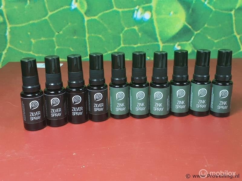 Online Veiling: Zink & Zilver Spray - 10 flesjes, Nieuw