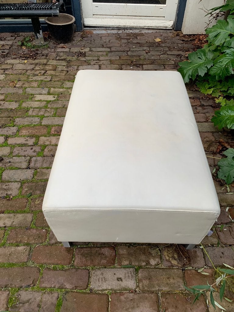 Linteloo Hocker Wit leer Ivoorwit, leer zgan, Ophalen, 75 tot 100 cm, Zo goed als nieuw, 75 tot 100 cm
