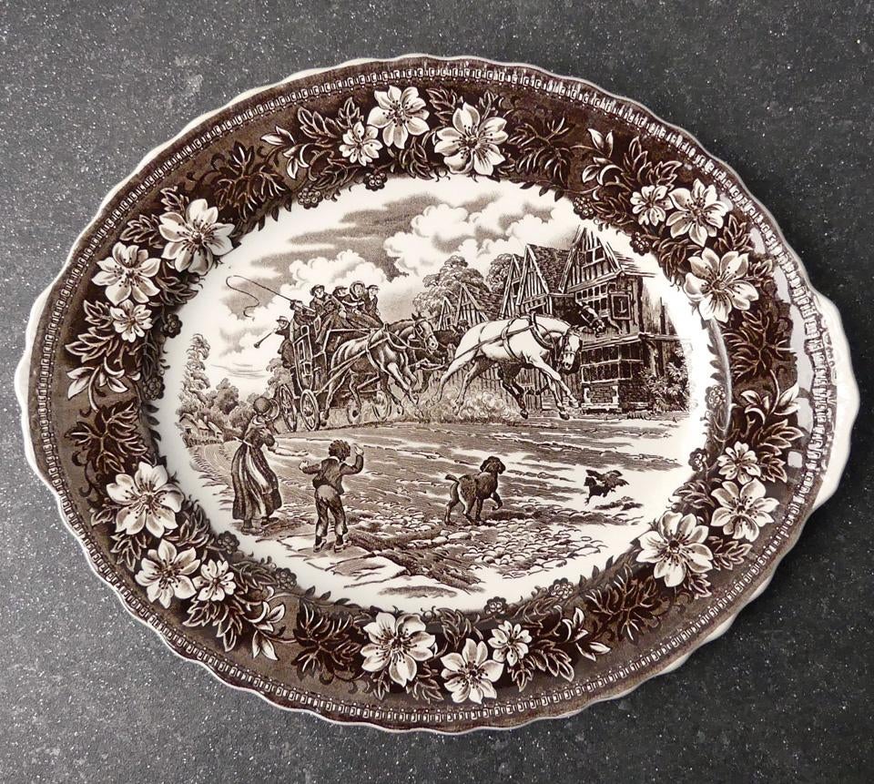 Royal Tudor Ware Coaching Taverns schaal serveerschaal, Huis en Inrichting, Keuken | Servies, Gebruikt, Schaal of Schalen, Porselein