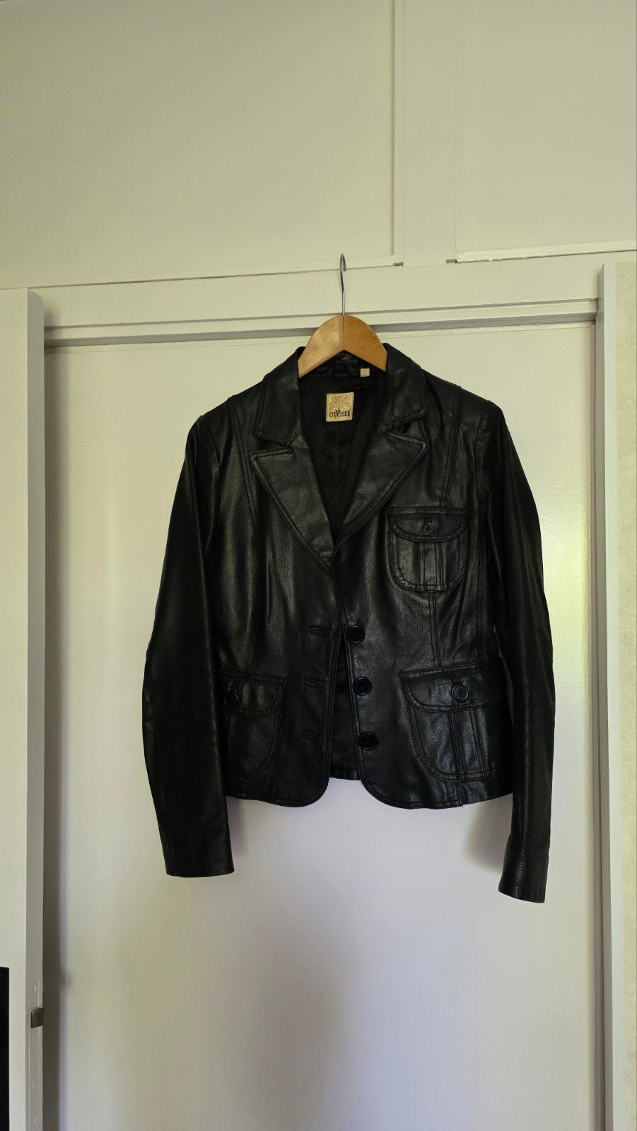 Zwarte leren blazer, Kleding | Dames, Jasjes, Kostuums en Pakken, Ophalen of Verzenden, Zo goed als nieuw, Zwart