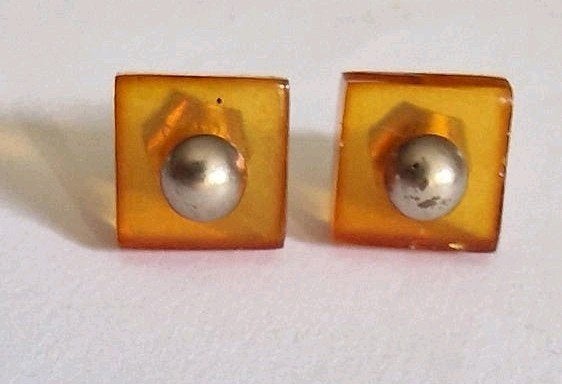 vintage oorbellen amber gemerkt., Sieraden, Tassen en Uiterlijk, Ophalen of Verzenden, Overige materialen, Oorbellen