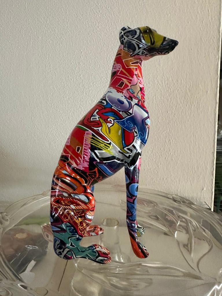 windhond whippet hazewindhond art street, Antiek en Kunst, Ophalen of Verzenden