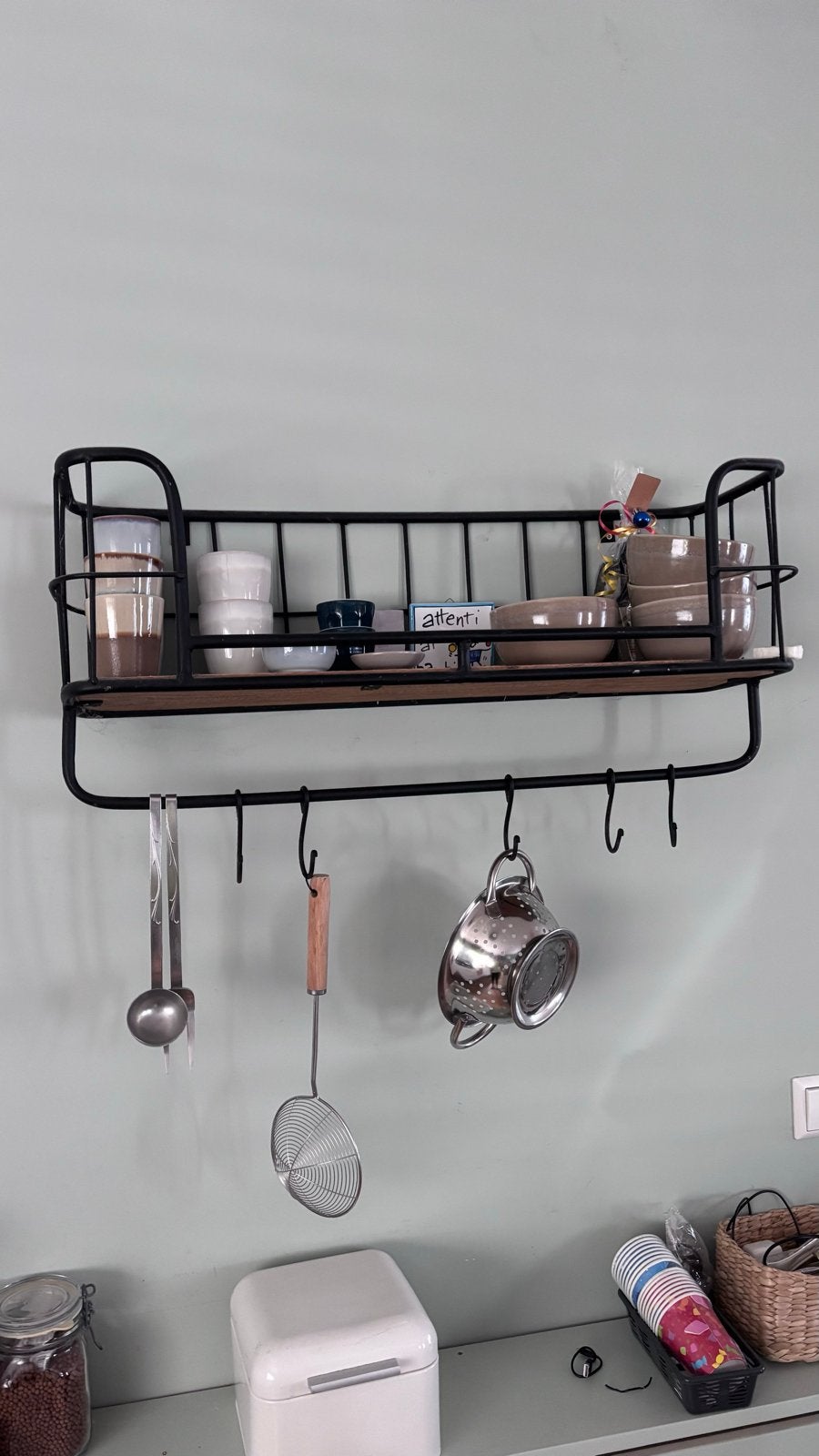 Industrieel wandrek / bakkersrek voor keuken/servies, Huis en Inrichting, Ophalen, Zwart, Metaal, Overige typen