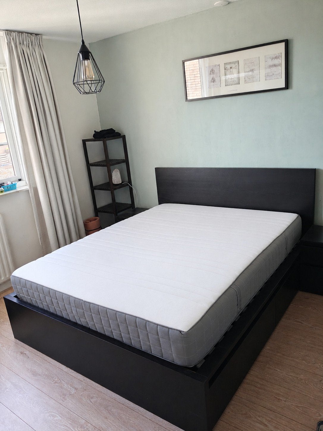 Ikea Malm bed 160x200 met lattenbodem en lades, Huis en Inrichting, Slaapkamer | Bedden, Ophalen, Gebruikt, Zwart, Tweepersoons