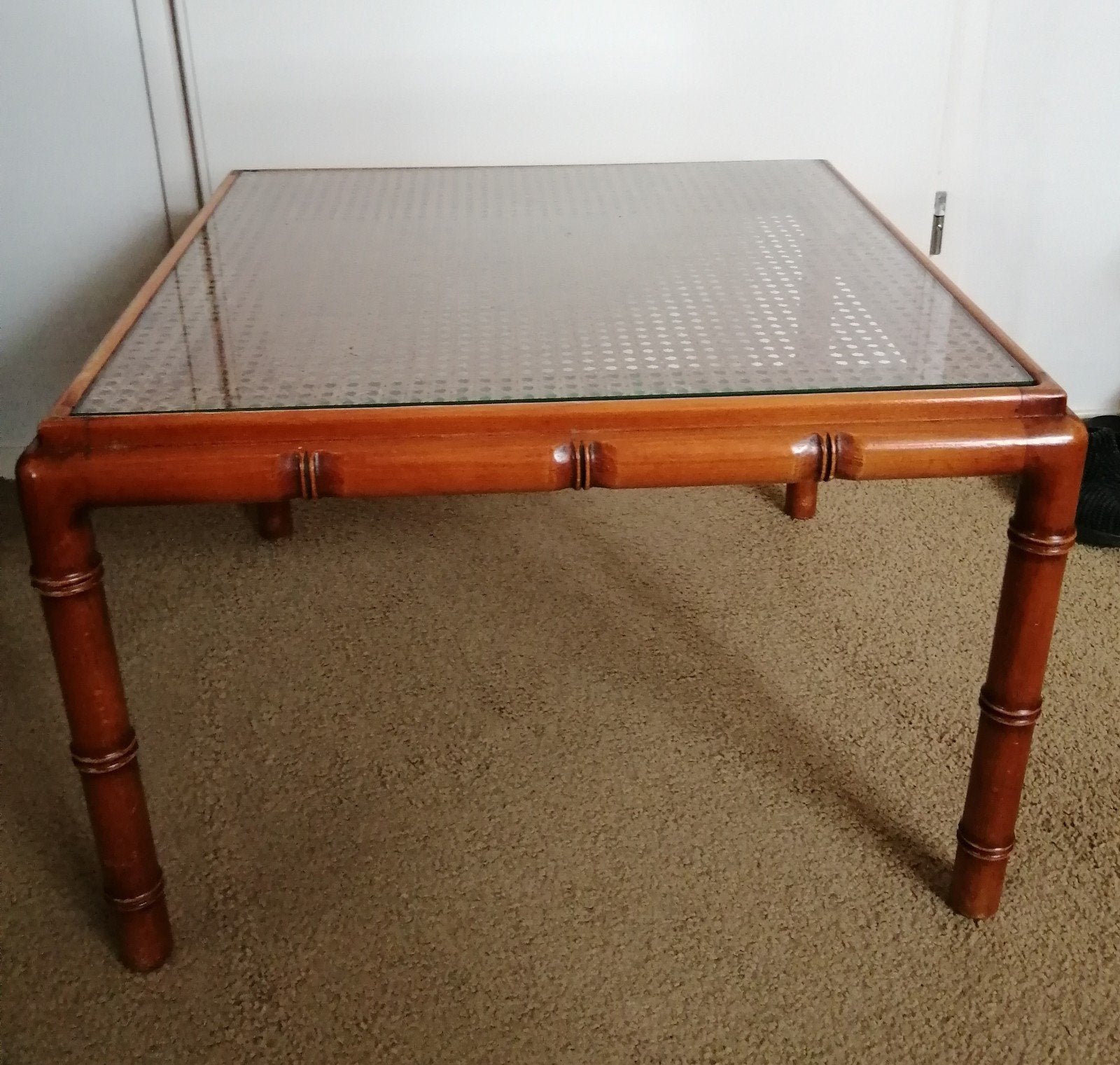 2x Salontafel, vintage, bamboestijl, Ophalen, Gebruikt, 50 tot 100 cm, Glas