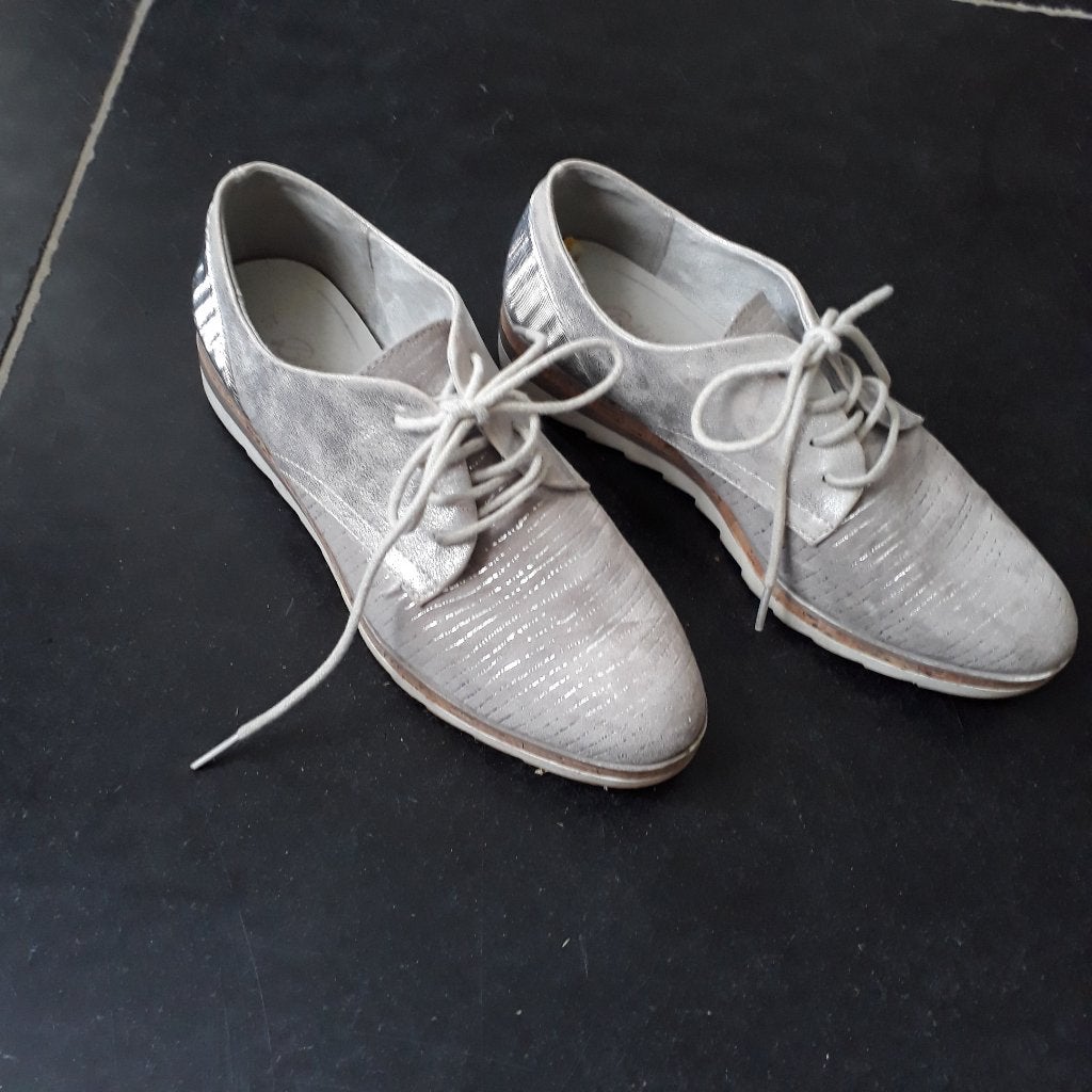 grijs/zilver veterschoenen mt 37, Schoenen met lage hakken, Ophalen of Verzenden, Zo goed als nieuw, Grijs