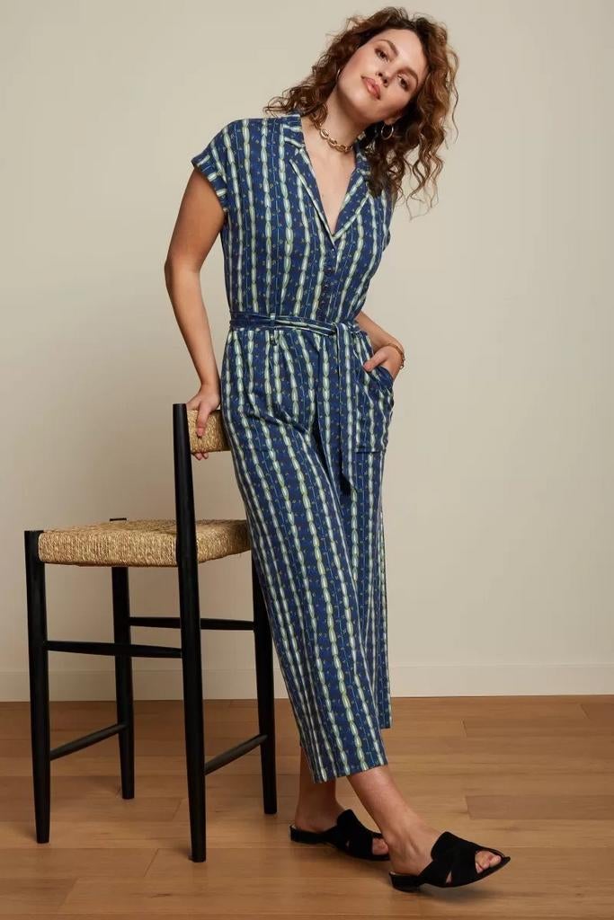 Maat S 36/38 King Louie Darcy jumpsuit Saba retro vintage, Kleding | Dames, Jumpsuits, Blauw, Ophalen of Verzenden, Zo goed als nieuw