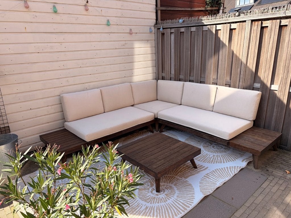 Loungeset walnoot bruin, 5 zitplaatsen, Bank, Teakhout, Ophalen of Verzenden