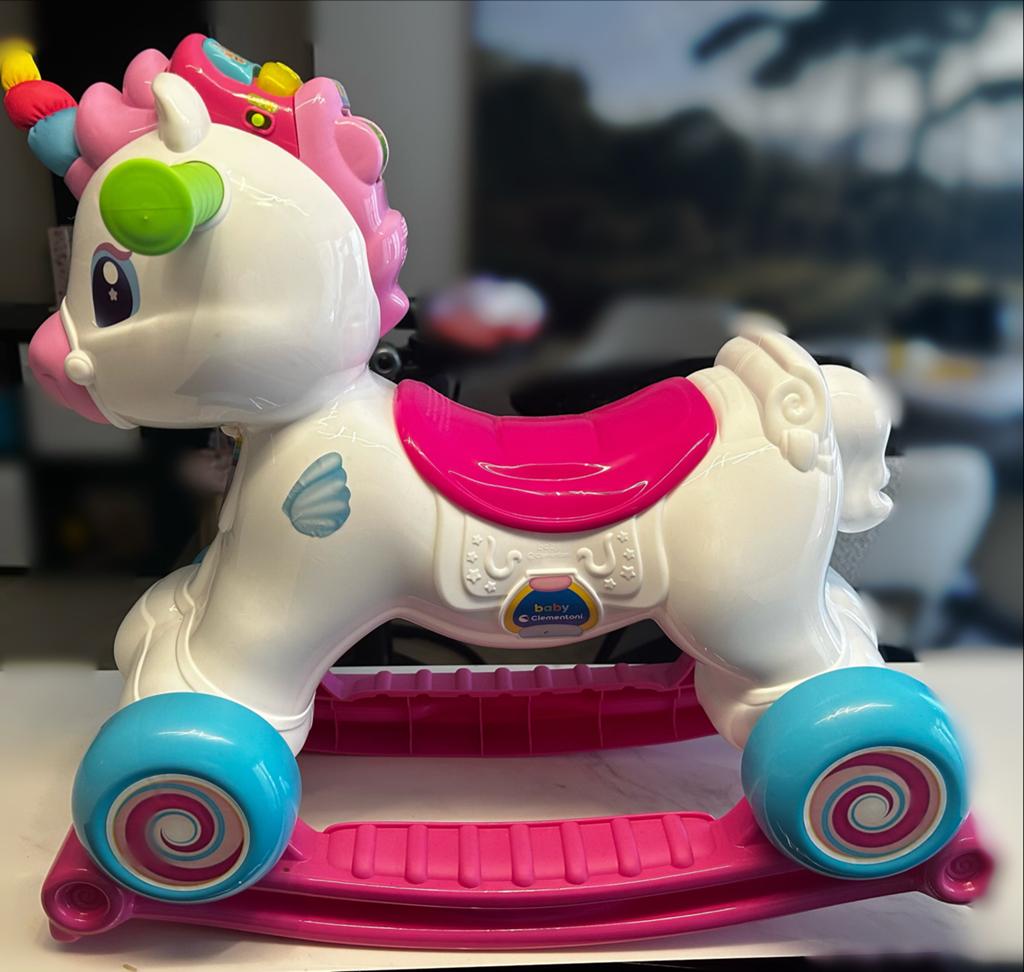 Clementoni 2-in-1 Eenhoorn Hobbelpaard & Loopwagen, Ophalen of Verzenden, Zo goed als nieuw, Overige typen, Met wieltjes