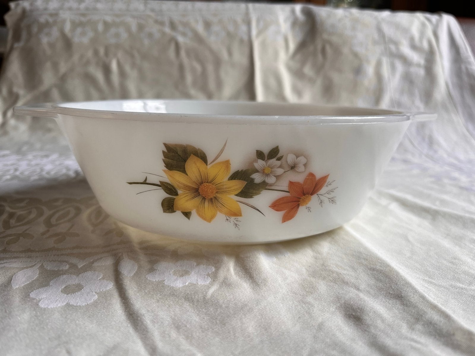 Vintage Pyrex Schaal met Bloemenpatroon, Ophalen of Verzenden