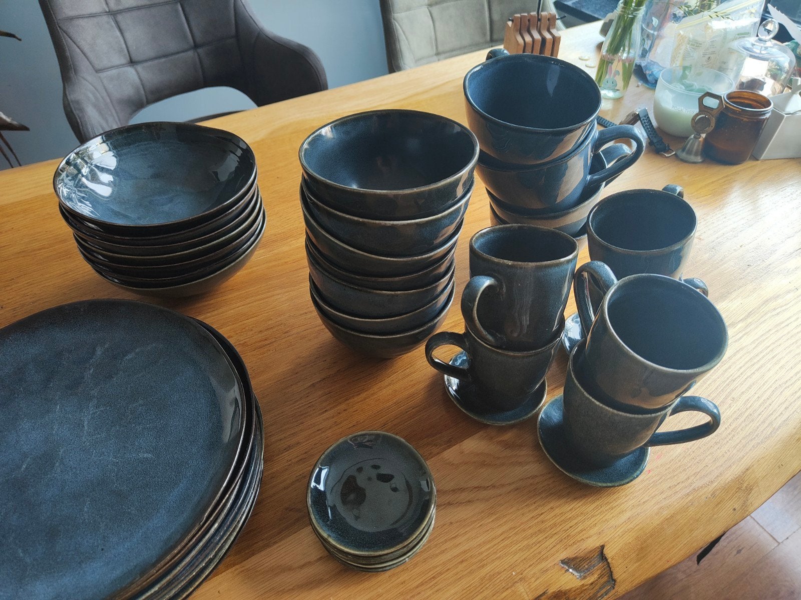 Casa grijs/blauw earth servies set, Huis en Inrichting, Ophalen of Verzenden, Zo goed als nieuw, Porselein, Overige stijlen