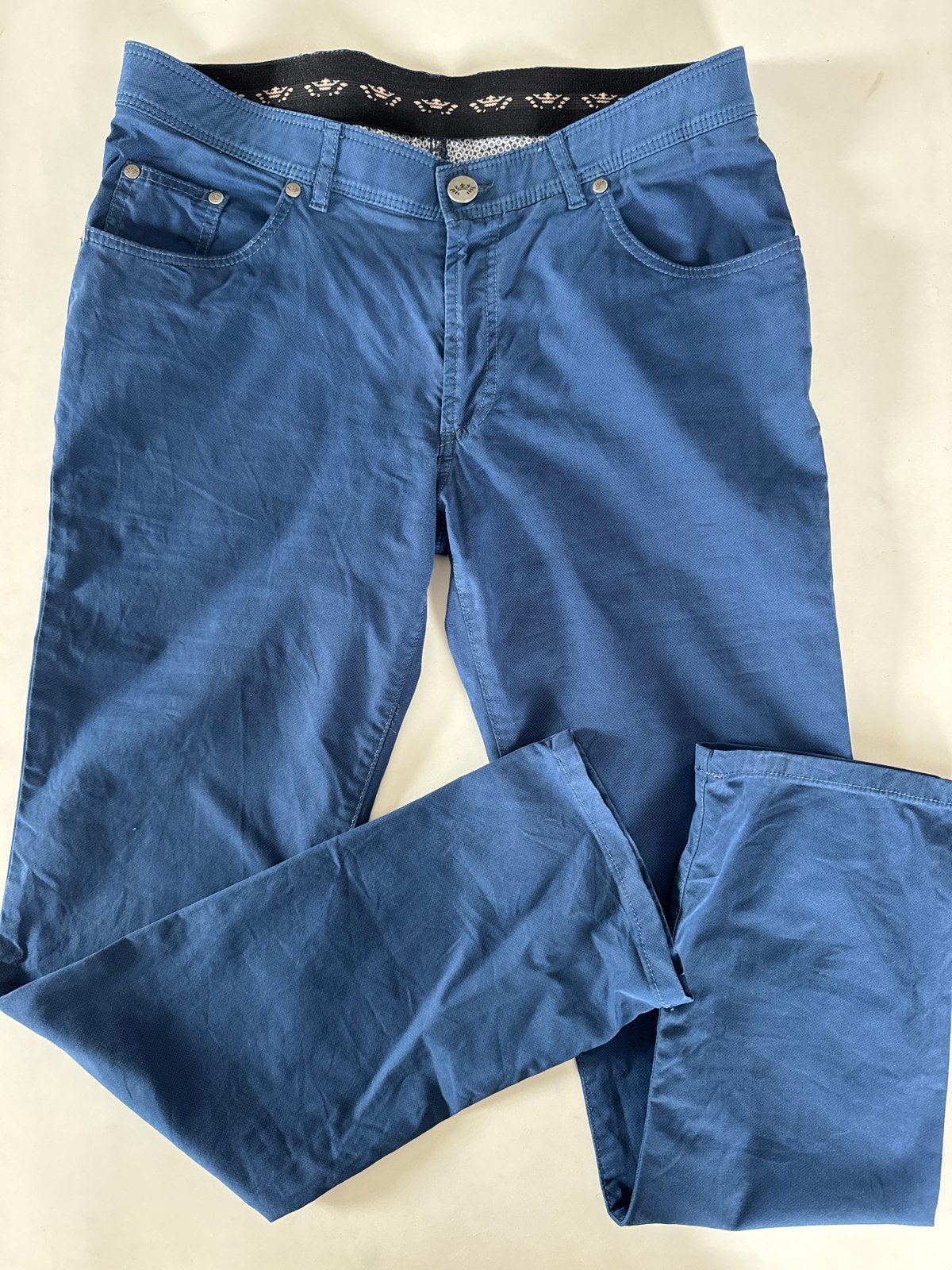 Meyer & Meyer heren chino broek - Blauw, Ophalen of Verzenden, Zo goed als nieuw, Maat 46 (S) of kleiner, Blauw
