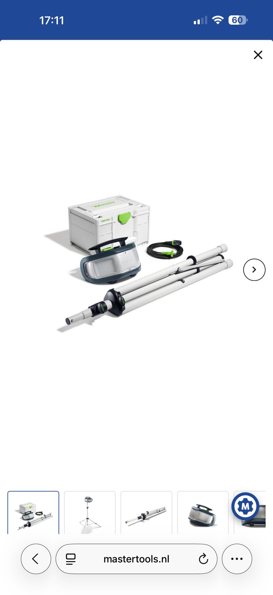 Festool SYSLITE DUO-SET Bouwlamp met Statief en Systainer, Minder dan 50 watt, Met statief, Ophalen of Verzenden, Zo goed als nieuw