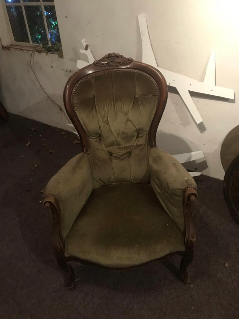 Antieke groene barok stoek, Antiek en Kunst, Ophalen