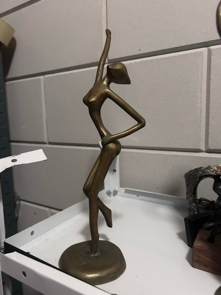 Bronzen beeldje van een danseres, modern abstract, Ophalen of Verzenden, Zo goed als nieuw