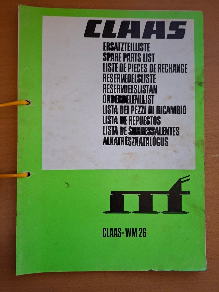 Onderdelenboek Claas WM 26 maaier, Ophalen of Verzenden, Gelezen, Tractor en Landbouw