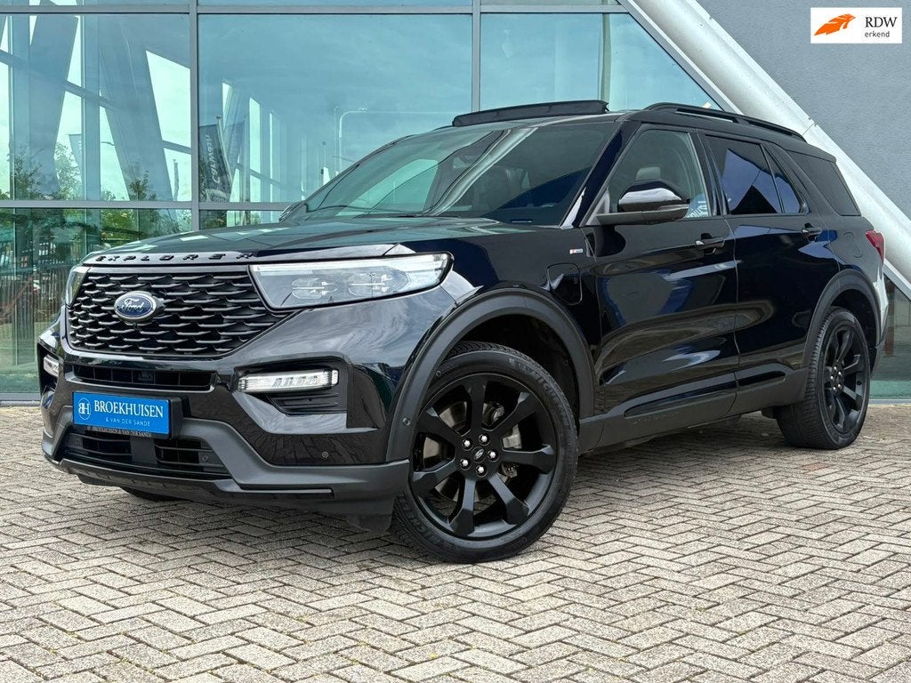 Ford Explorer 3.0 V6 EcoBoost PHEV 7 Pers. ST-Line 457pk Pan, Auto's, Ford, Automaat, Zwart, Zwart, Bedrijf