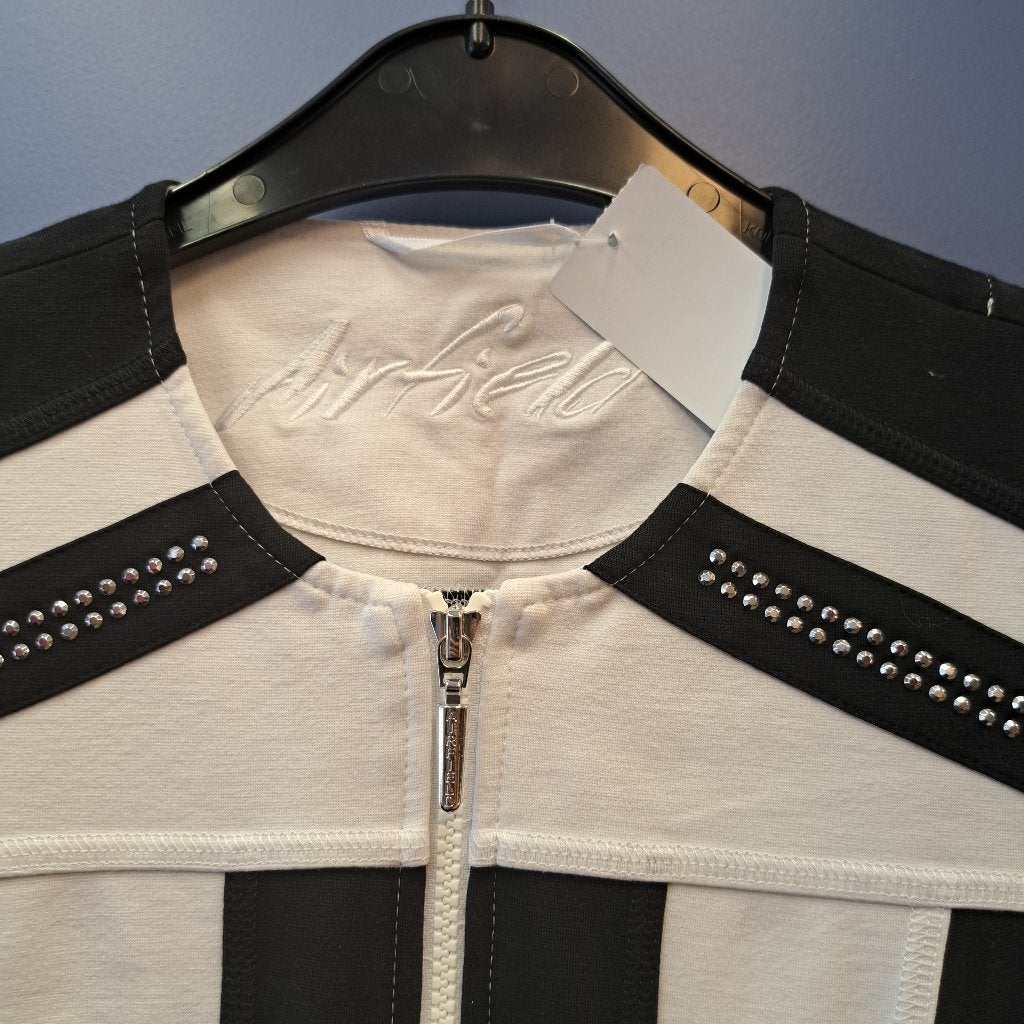 Airfield vestje in zwart wit patroon, rits en studs 38 45847, Kleding | Dames, Maat 38/40 (M), ., Zwart, Ophalen of Verzenden