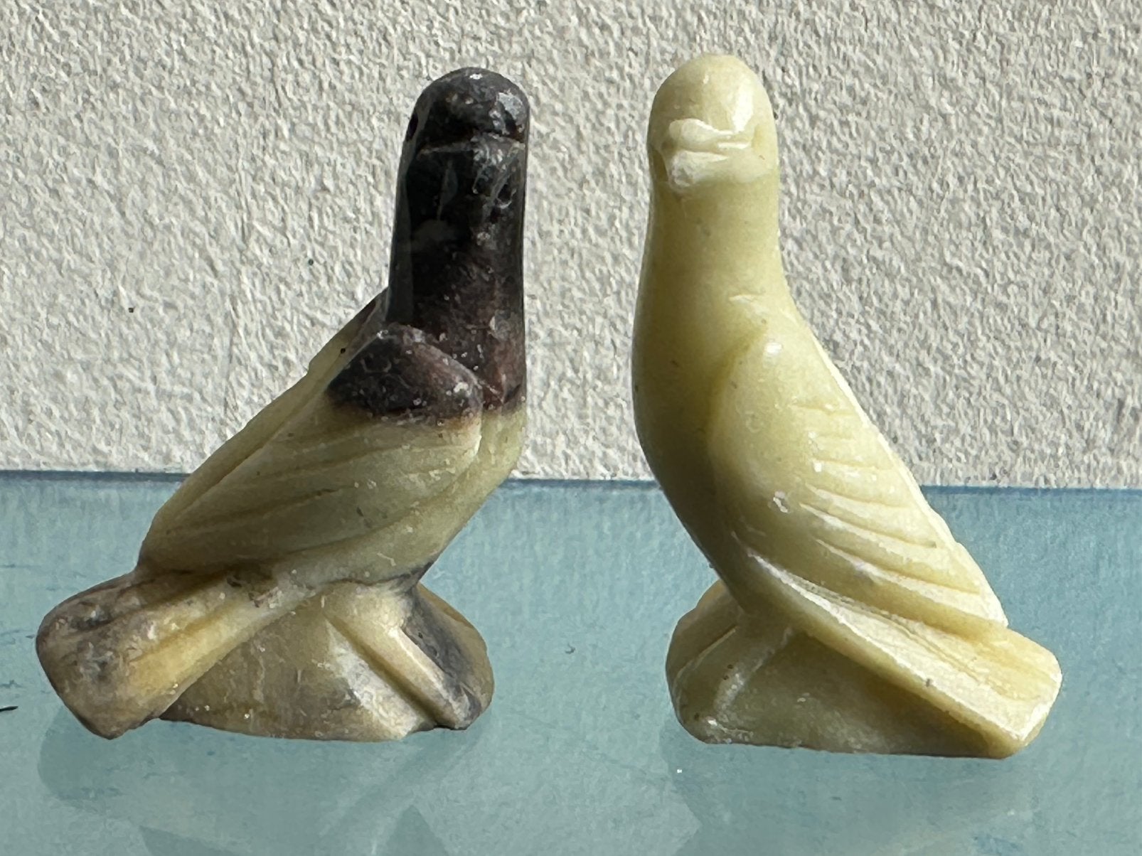 Oud Aziatisch speksteen Duif beeldjes / fluitjes 4 cm, Ophalen of Verzenden