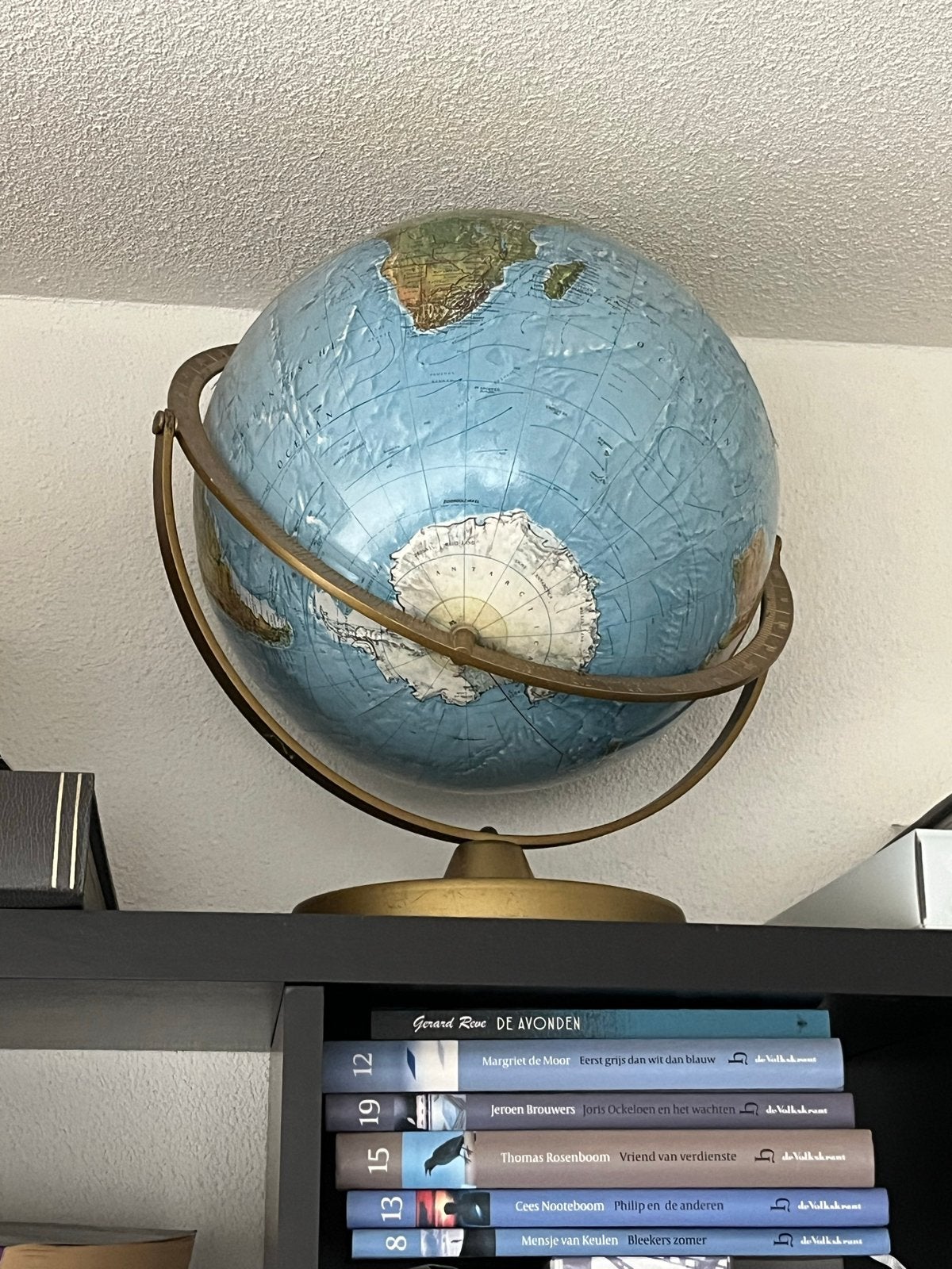Vintage Wereldbol - Decoratief en Educatief, Gebruikt, Draaibaar, Ophalen of Verzenden, Metaal