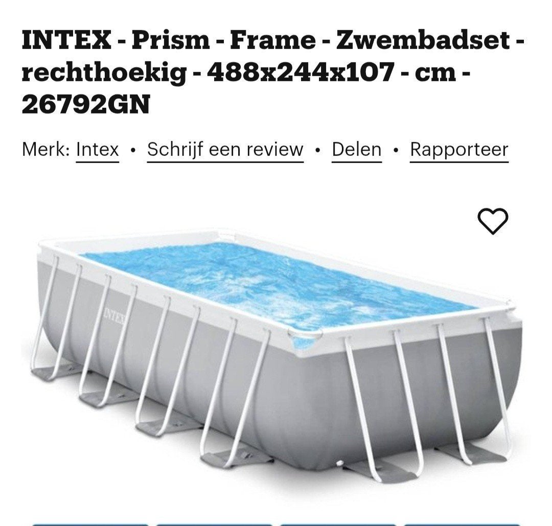 Intex Prism Frame Zwembadset - 488x244x107 cm, Tuin en Terras, Zwembaden, Ophalen, Gebruikt, 200 tot 300 cm, 80 tot 120 cm