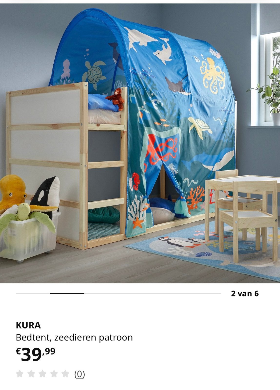IKEA KURA omkeerbed + MICKE bureau – zonder matras, Ophalen, Met lades, Kinderbureau, Zo goed als nieuw