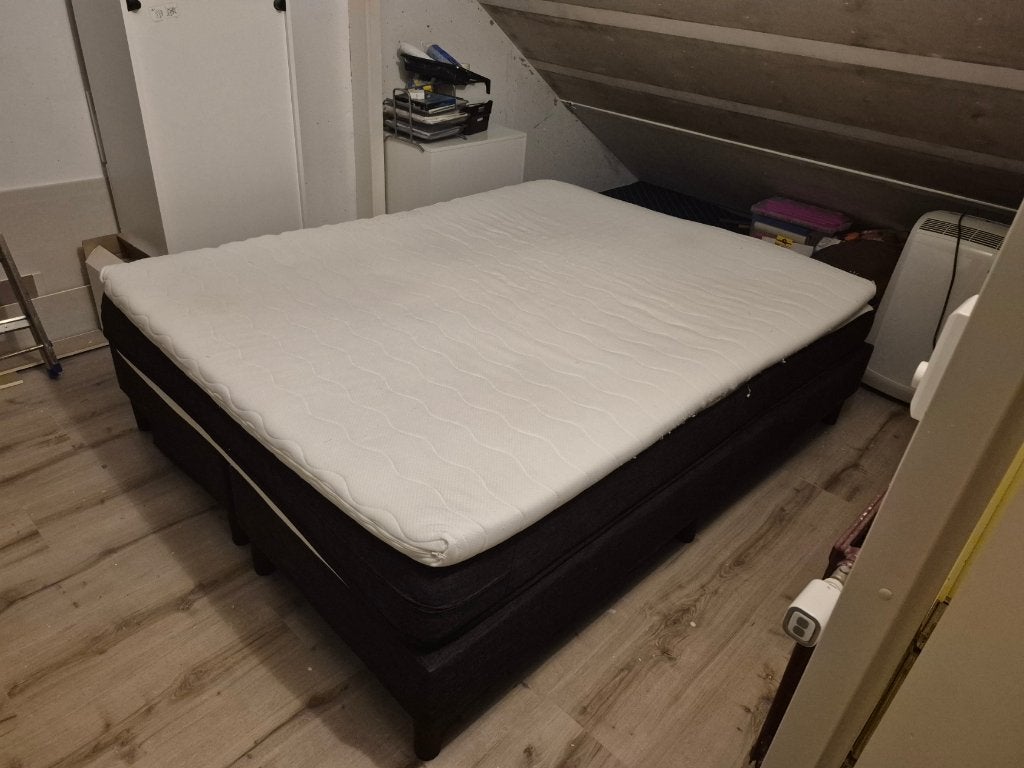 Boxspring combinatie 160x210 met luxe Bonell vering matras, Ophalen, Gebruikt, Tweepersoons, 160 cm
