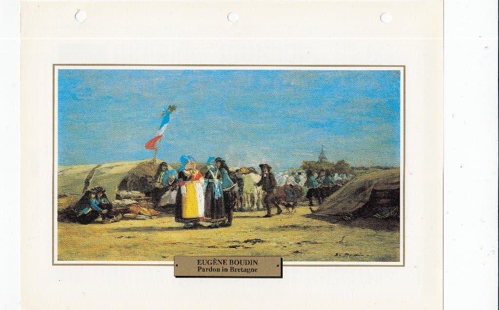 Eugène Boudin - Pardon in Bretagne (Offset prent 1995), Antiek en Kunst, Ophalen of Verzenden