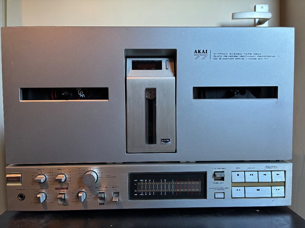 Akai GX 77 werkend., Ophalen, Bandrecorder, Met stofkap