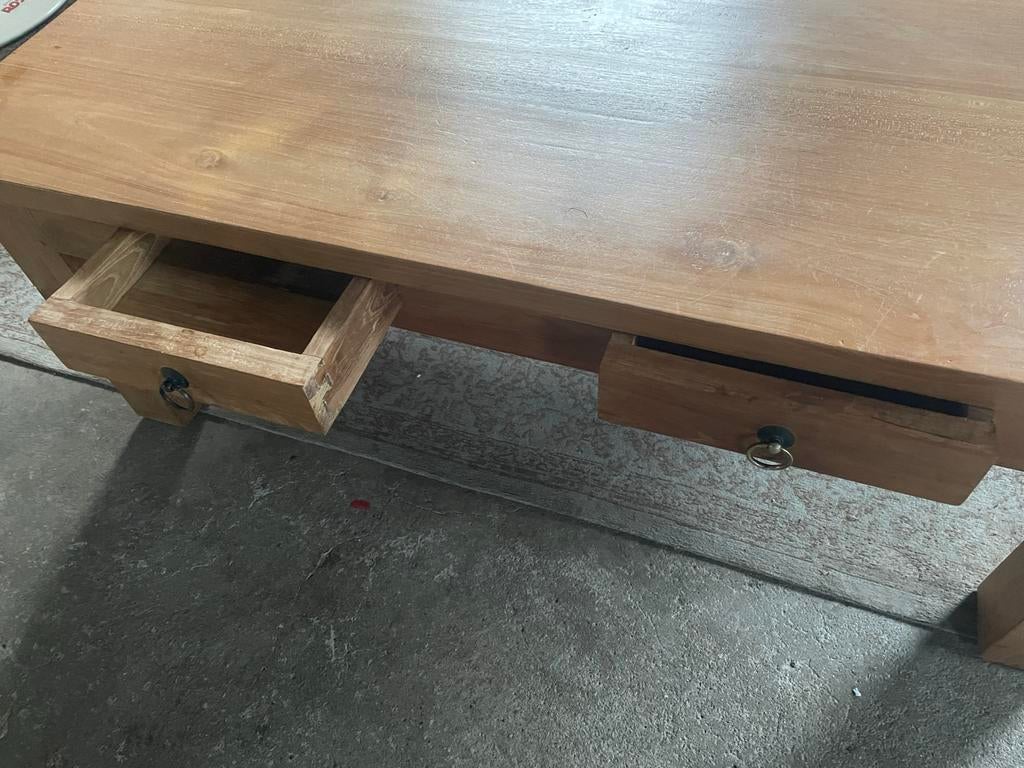 Teak houten salontafel, Ophalen, 100 tot 150 cm, 50 tot 100 cm, Zo goed als nieuw