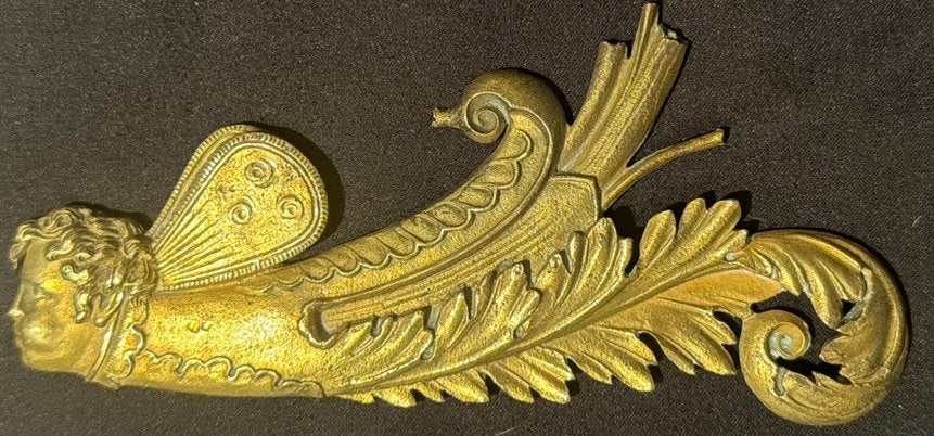 Authentiek Empire Bronsmontuur (Acanthusvolute met Mascaron), Antiek en Kunst, Ophalen of Verzenden, Brons