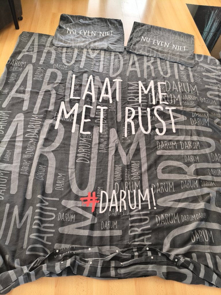 Dekbed overtrek: Darum - Laat me met rust, Dekbedovertrek, Tweepersoons, Ophalen of Verzenden, Gebruikt