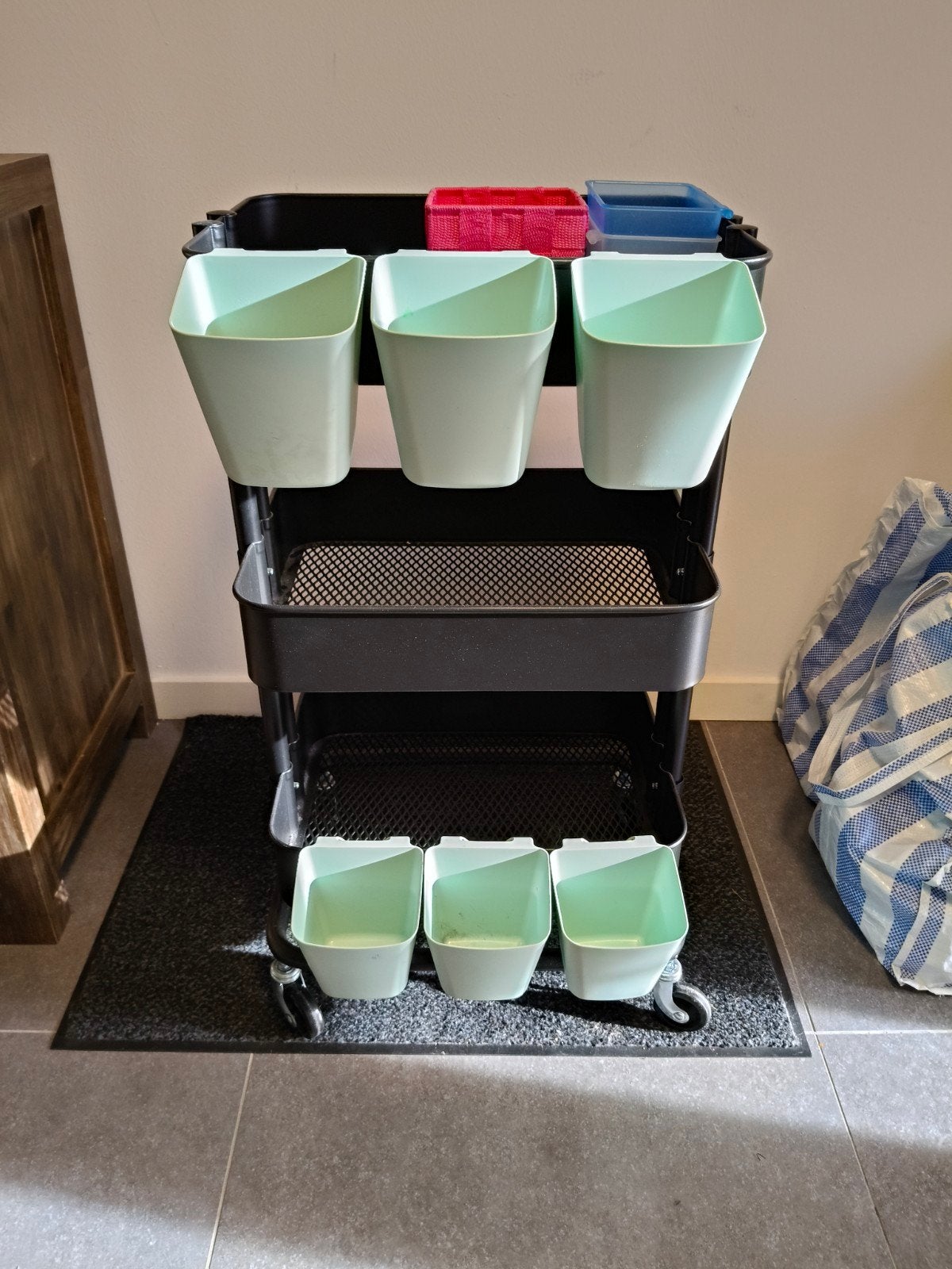IKEA RÅSKOG roltafel met bakjes - Zwart, Ophalen, Gebruikt