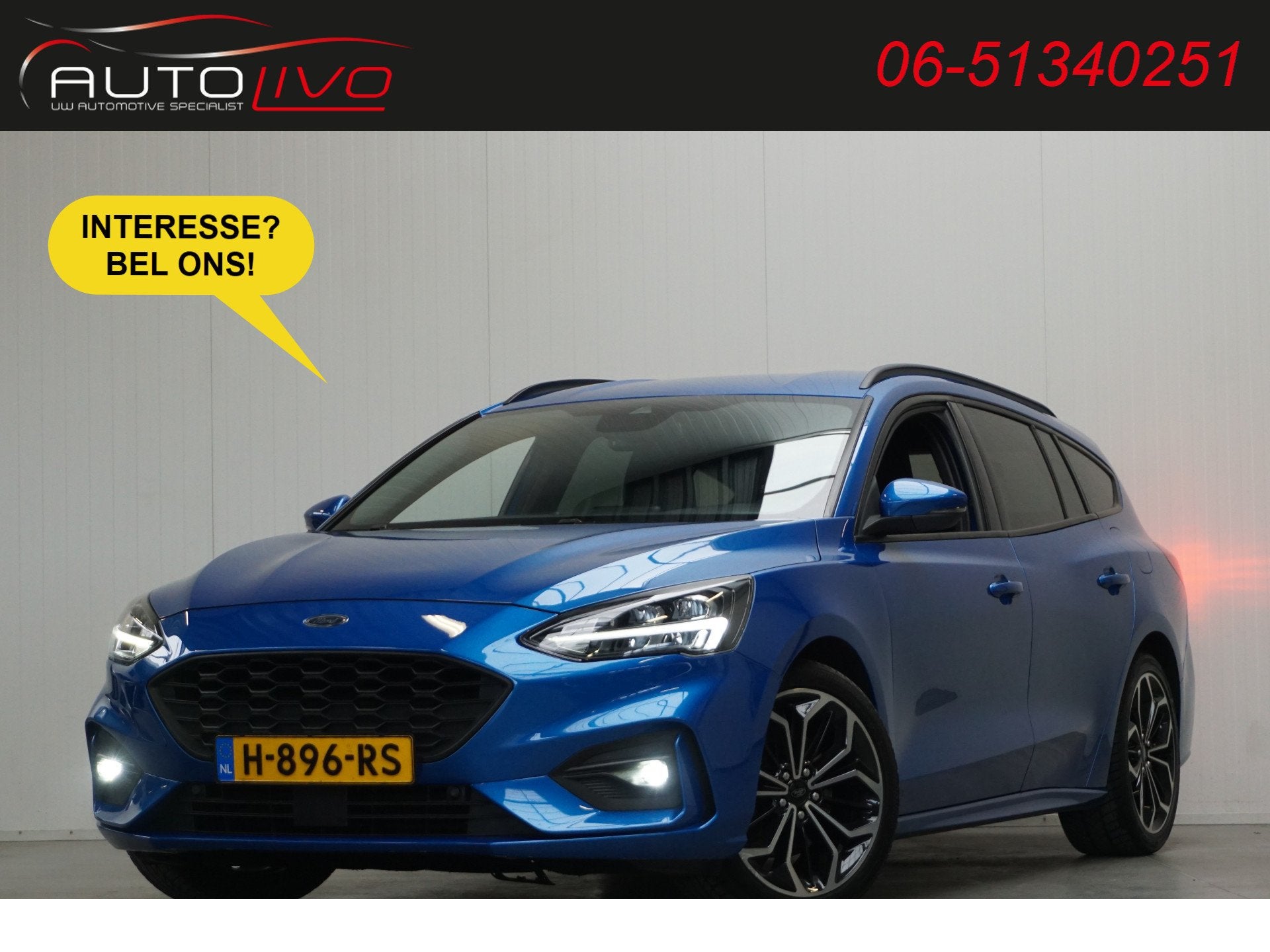 Ford FOCUS Wagon 1.5 EcoBoost ST Line Business 180 PK! LED 1, Dealer onderhouden, Stof, Blauw, Origineel Nederlands