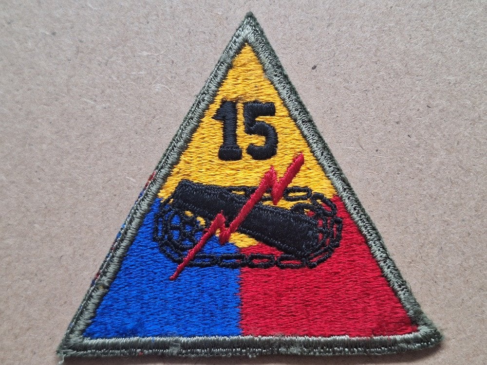 WWII US 15th Armored Division patch, Verzenden, Amerika, Embleem of Badge