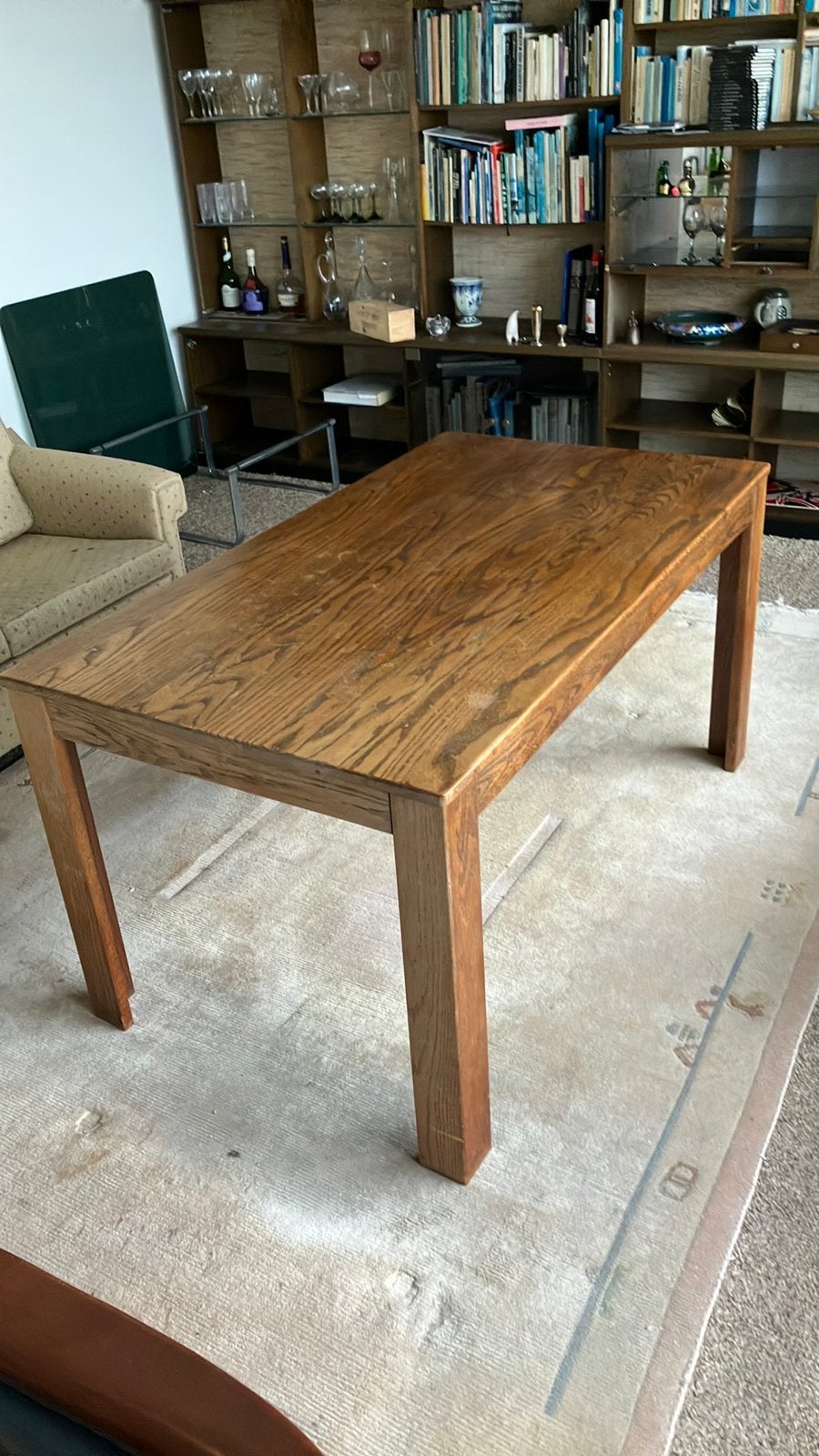 Houten tafel 144 bij 80cm. 73 hoog, Ophalen, 100 tot 150 cm, 50 tot 100 cm, Zo goed als nieuw