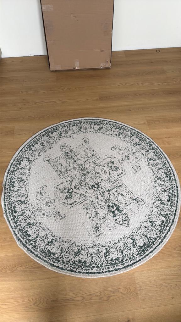 Omkeerbaar vloerkleed rond, Ophalen, 100 tot 150 cm, Beige, Rond