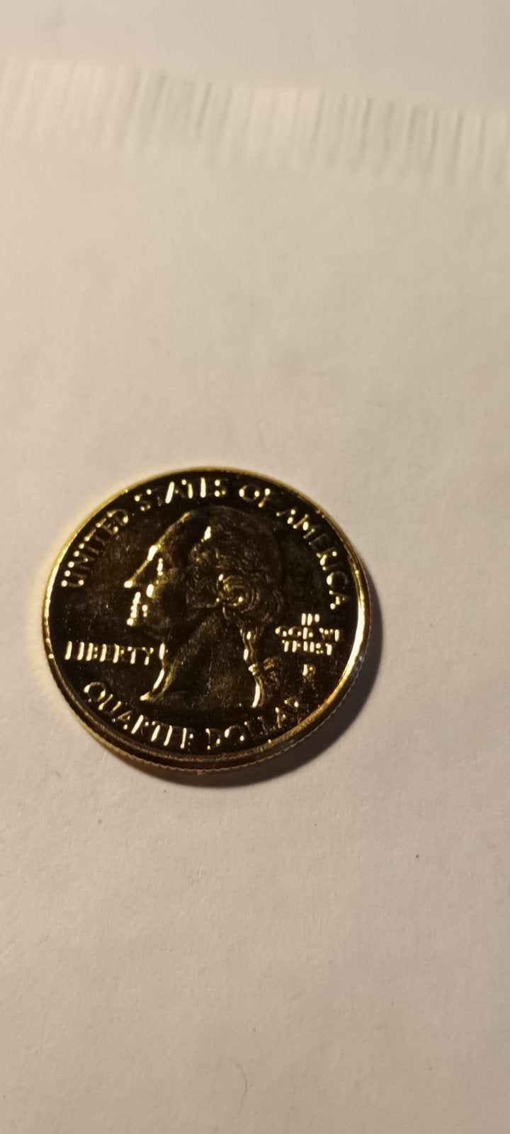 Vergulde Amerikaanse Quarter Dollar Munt, Postzegels en Munten, Ophalen of Verzenden, Losse munt, Goud