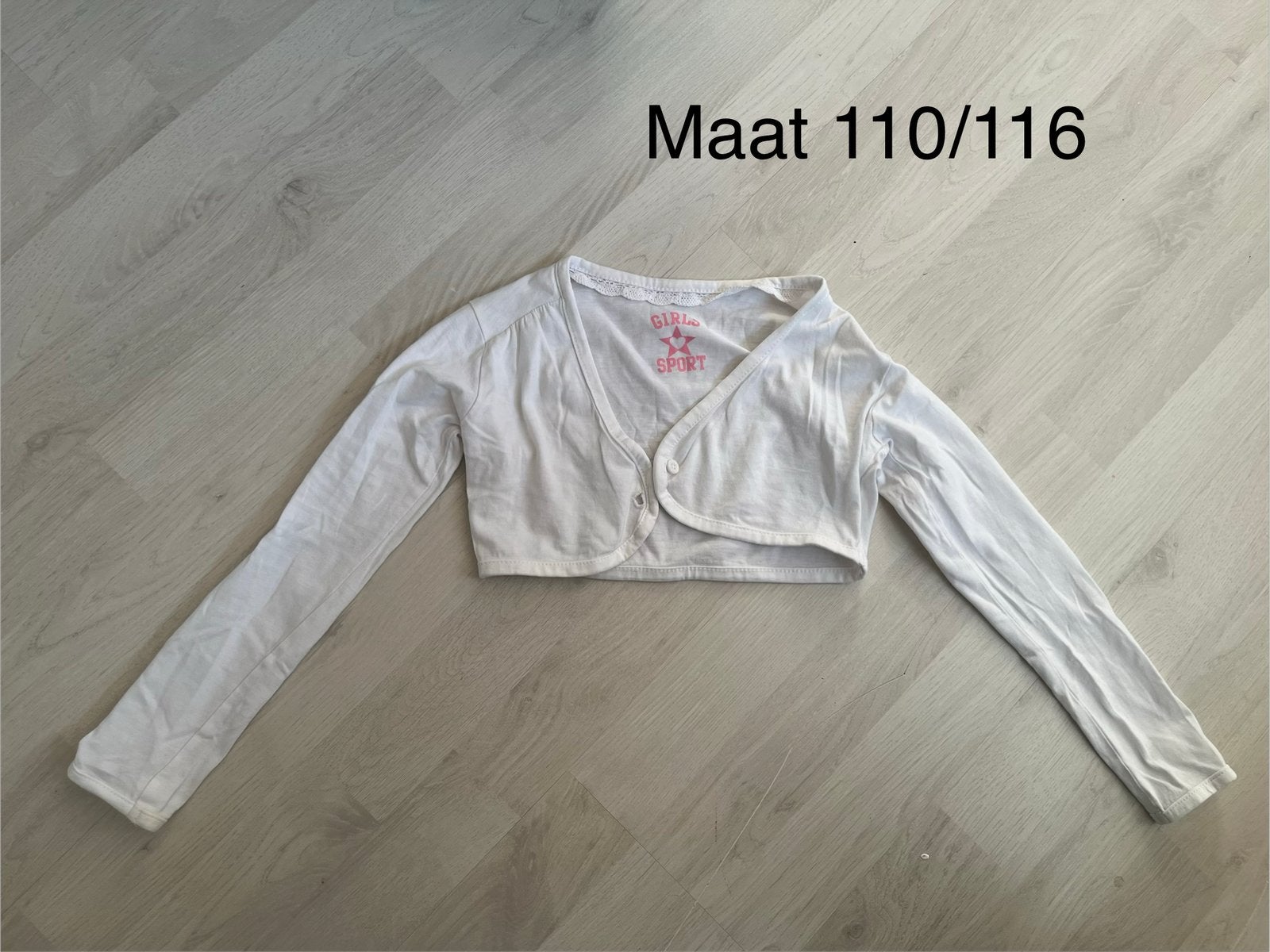 Witte bolero, maat 110/116, Kinderen en Baby's, Ophalen of Verzenden, Gebruikt, Meisje, Trui of Vest