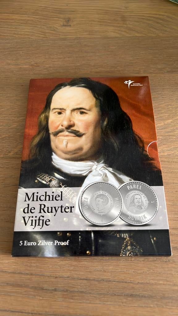 Het Michiel de Ruyter Vijfje 5 euro zilver proof, Ophalen of Verzenden, Koningin Beatrix, Euro's, Zilver
