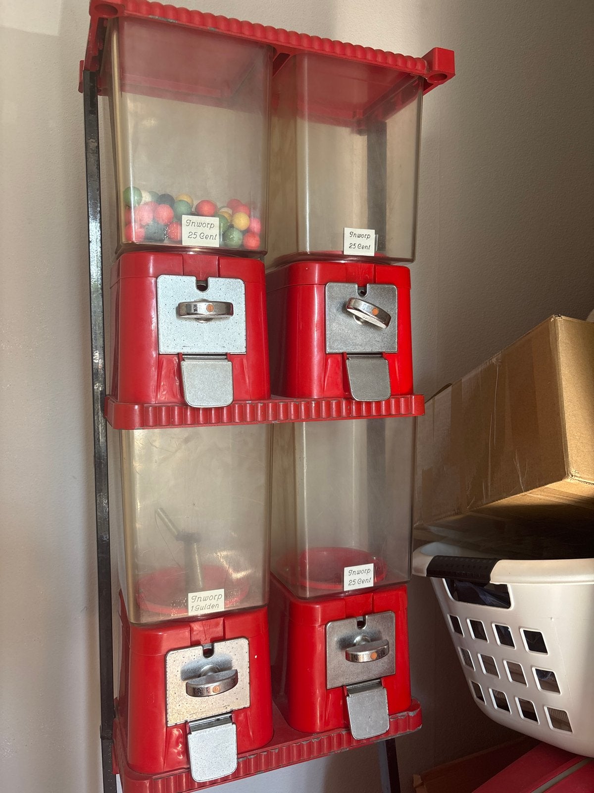 Vintage snoepautomaat met guldens en kwartjes inworp, Ophalen, Gebruikt
