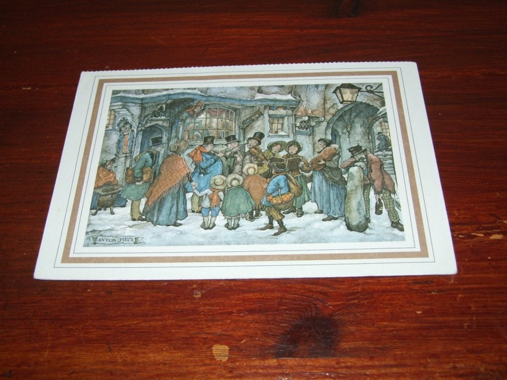 70- Anton Pieck - Wintertafereel met mensen in de sneeuw, 1960 tot 1980, Gebruikt, Verzenden, Prent