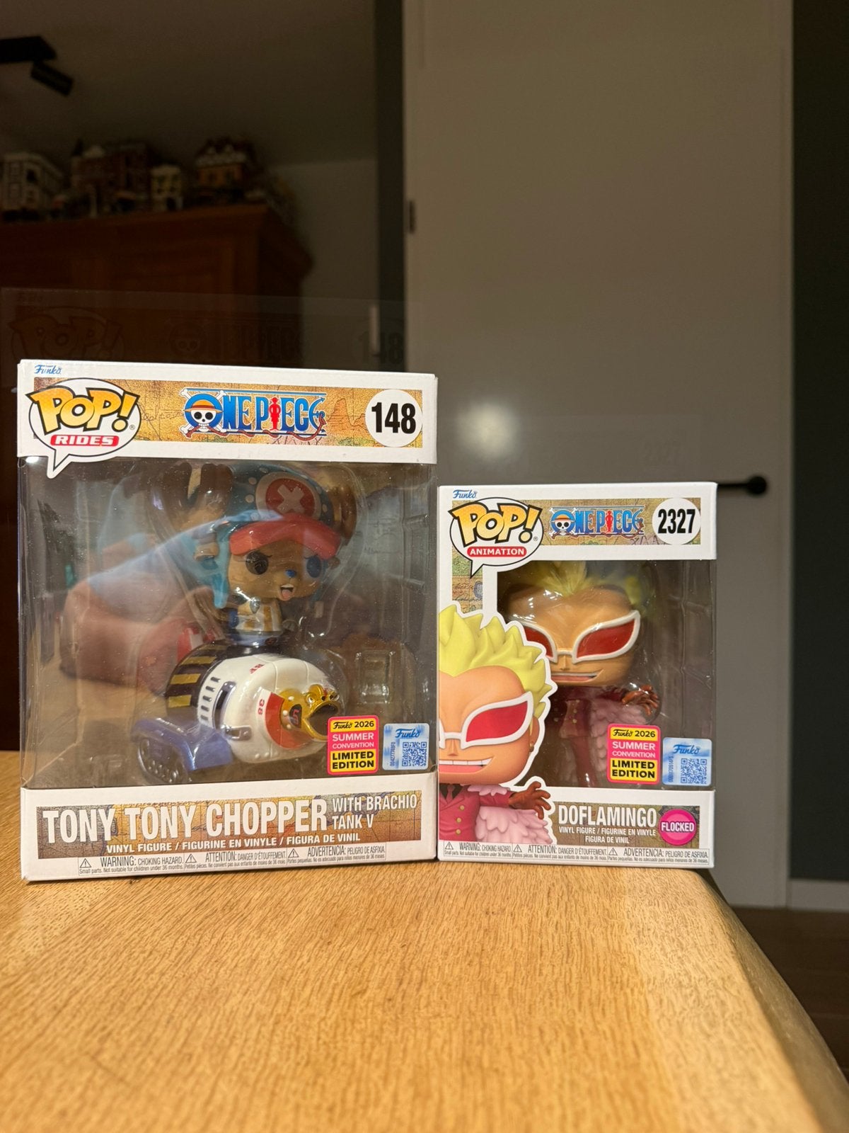 Funko pop! One piece Do Flamingo & Tony Tony Chopper SDCC, Verzamelen, Ophalen, Zo goed als nieuw