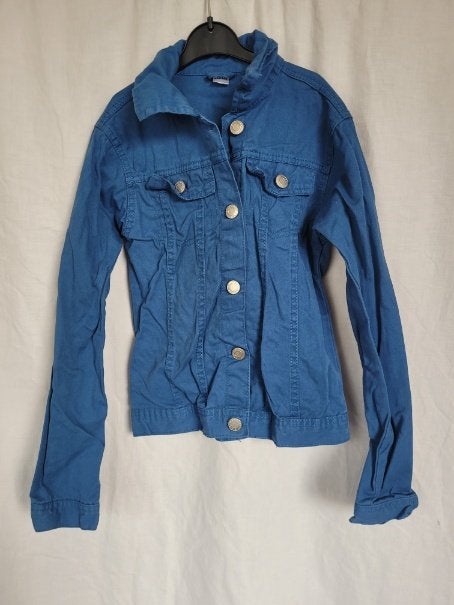 Stoer blauwe spijkerjas mt 134/140, Kinderen en Baby's, Kinderkleding | Maat 134, Meisje, ., Ophalen of Verzenden, Zo goed als nieuw