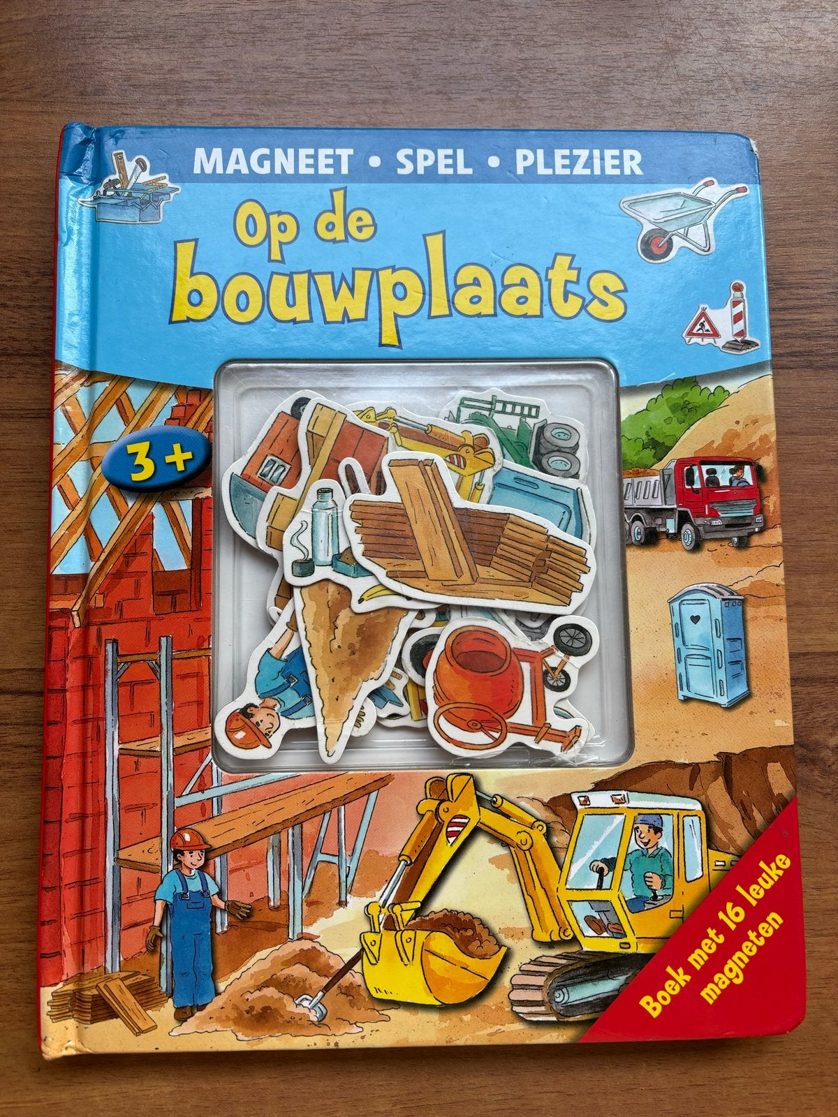 Magneetboek 'Op de bouwplaats' met 16 magneten, Kinderen en Baby's, Ophalen of Verzenden, Gebruikt, Bouwen