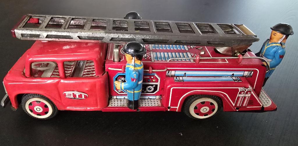 Vintage Blikken Brandweerauto STI | 100% Werkend Mechanisme, Ophalen of Verzenden